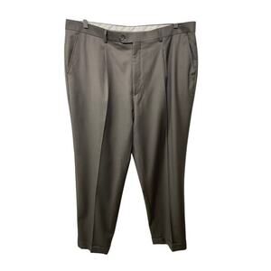 Mantoni Super Wool Dress Pants Men 40‎ Gray Straight Pleat Front Italy Office